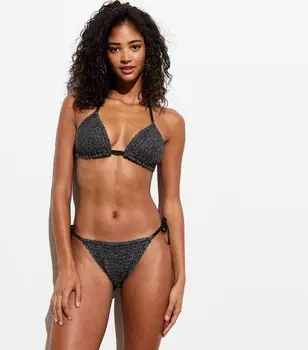 Черные плавки бикини с завязками по бокам, связанные крючком New Look, черный