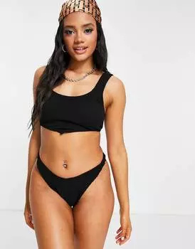 Черные плавки бикини с завышенной талией ASOS DESIGN mix and match