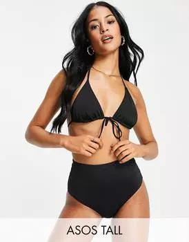 Черные плавки бикини с завышенной талией ASOS DESIGN Tall