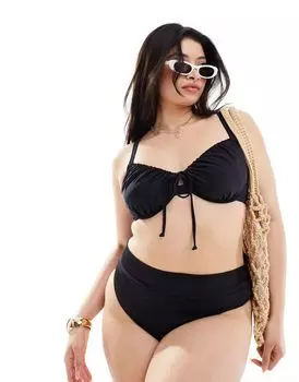 Черные плавки бикини с завышенной талией COLLUSION Plus, однотонные