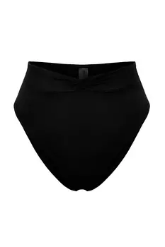 Черные плавки бикини с завышенной талией и узлом Trendyol, черный