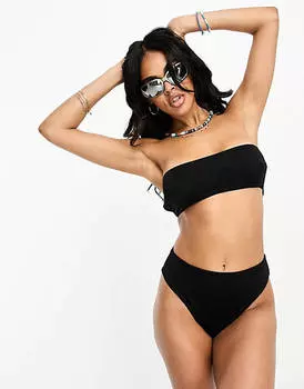 Черные плавки бикини с завышенной талией и v-образным вырезом ASYOU mix & match