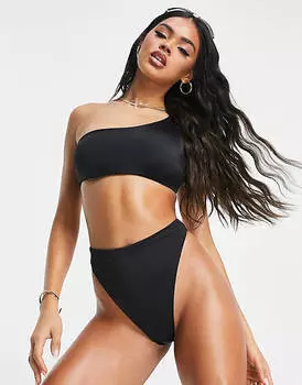 Черные плавки бикини с завышенной талией и завышенной талией ASOS DESIGN
