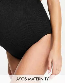 Черные плавки бикини с завышенной талией и завышенной талией ASOS DESIGN Maternity Mix and match
