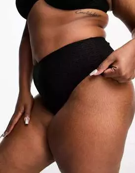 Черные плавки бикини с завышенной талией Reclaimed Vintage Plus