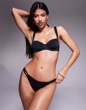 Черные плавки бикини танга KBX