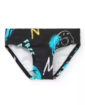 Черные плавки для мальчиков с принтом Tuc tuc, черный