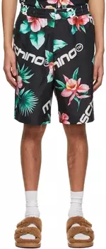 Черные плавки с принтом гибискуса Moschino