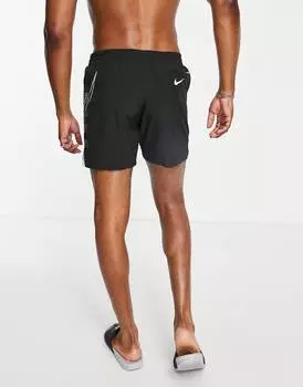 Черные плавки-шорты Nike Swim 5 дюймов с большим логотипом сбоку