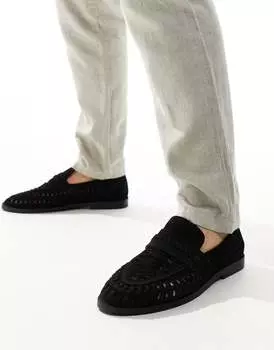 Черные плетеные лоферы River Island