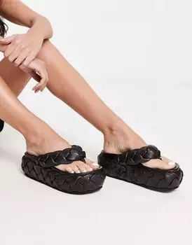 Черные плетеные сандалии на плоской подошве ASOS Freddie