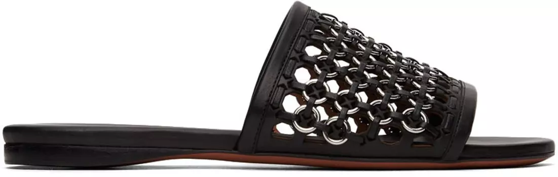 Черные плетеные сандалии с люверсами ALAÏA