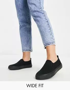 Черные плимсоллы с широкой посадкой в горошек ASOS DESIGN