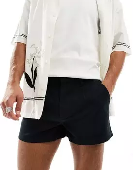 Черные плиссированные шорты чинос ASOS DESIGN