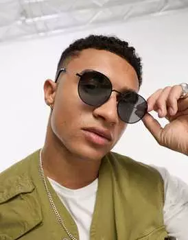Черные плоские круглые солнцезащитные очки River Island