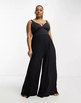 Черные пляжные брюки-палаццо из джерси ASOS DESIGN Curve