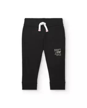 Черные плюшевые брюки для мальчика с надписью «Don't Stop» Tuc tuc