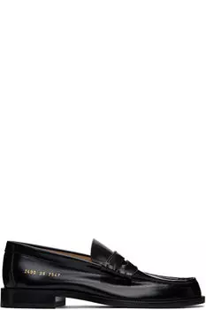Черные полированные кожаные мокасины Common Projects