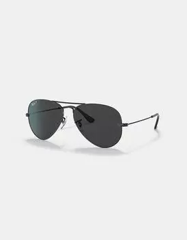 Черные поляризационные солнцезащитные очки-авиаторы Ray-Ban Aviator Total с черными линзами