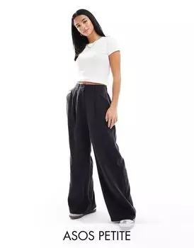 Черные потертые брюки ASOS DESIGN Petite Dad