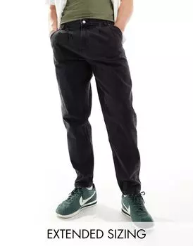 Черные потертые джинсы с двойными складками ASOS DESIGN