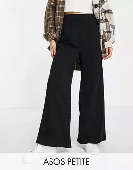Черные повседневные брюки для пап с завышенной талией ASOS DESIGN Petite