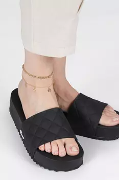 Черные повседневные удобные женские тапочки на платформе на танкетке Jump, черный