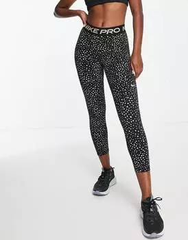 Черные пятнистые леггинсы средней посадки Nike Pro Training Dri-FIT