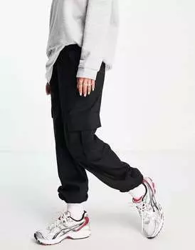Черные практичные брюки из смесового льна ASOS