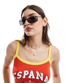 Черные прямоугольные металлические солнцезащитные очки AIRE Vega