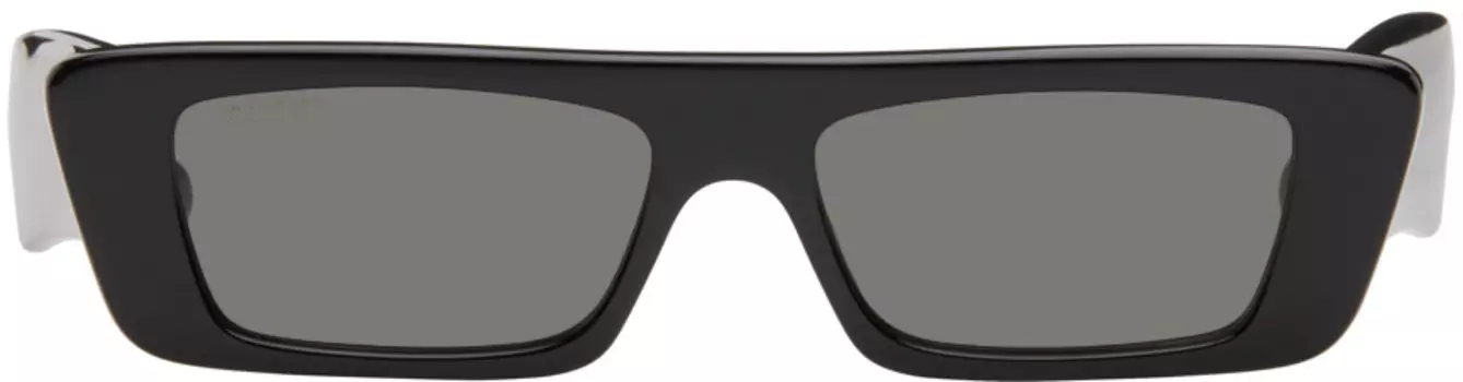 Черные прямоугольные солнцезащитные очки Gucci, Black/Black/Grey