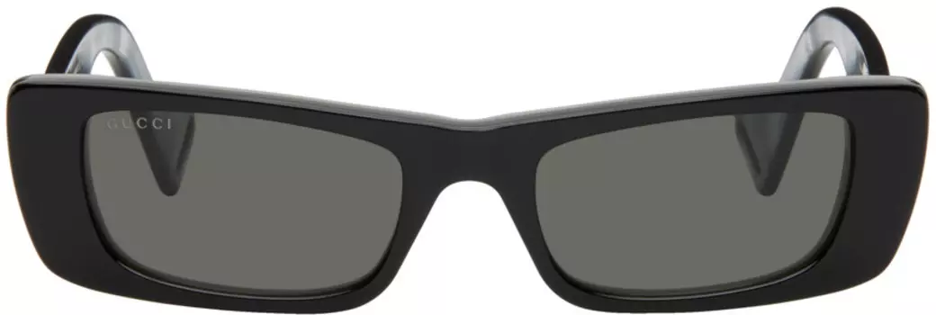 Черные прямоугольные солнцезащитные очки Gucci, цвет Black