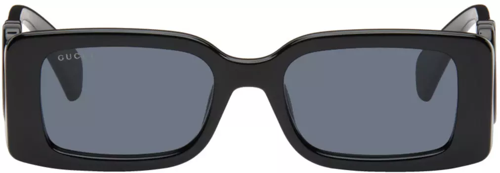 Черные прямоугольные солнцезащитные очки Gucci, цвет Black/Black/Gray
