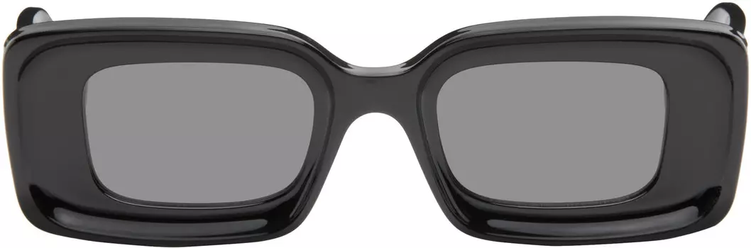 Черные прямоугольные солнцезащитные очки LOEWE, Shiny black/Smoke