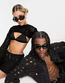 Черные прямоугольные солнцезащитные очки Ray-Ban