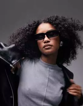 Черные прямоугольные солнцезащитные очки Topshop Dahlia