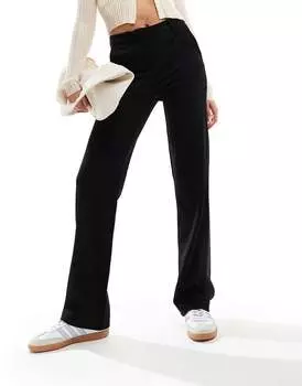 Черные прямые брюки из джерси с петлями для ремня Vero Moda