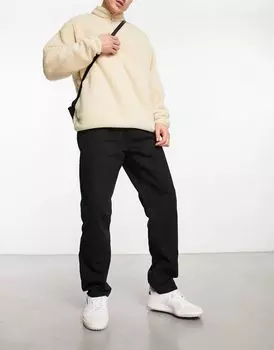 Черные прямые брюки с контрастной строчкой New Look