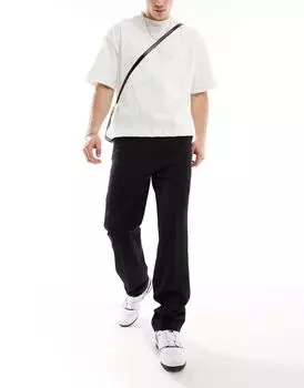 Черные прямые брюки с завышенной талией ASOS