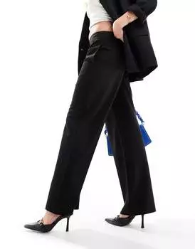 Черные прямые брюки со средней посадкой ASOS DESIGN