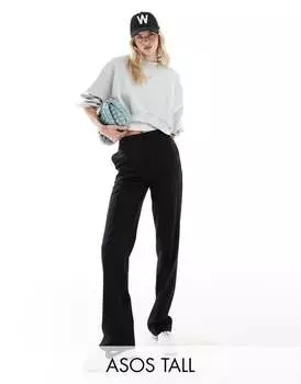 Черные прямые брюки строгого кроя ASOS DESIGN Tall
