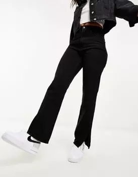 Черные прямые джинсы с разрезом в стиле 90-х ASOS DESIGN