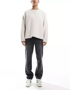 Черные прямые джинсы с рваными краями ASOS DESIGN