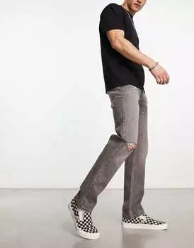 Черные прямые джинсы с рваными краями ASOS DESIGN