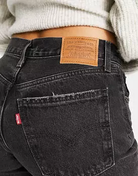 Черные прямые джинсы с рваными краями Levi's