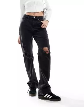 Черные прямые джинсы с завышенной талией River Island