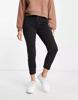 Черные прямые джинсы со средней посадкой и необработанным краем Pieces Luna