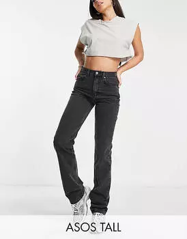 Черные прямые джинсы в стиле 90-х ASOS DESIGN Tall