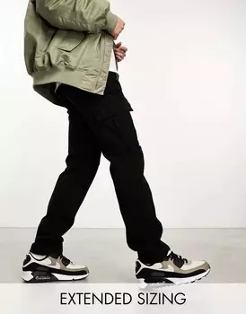 Черные прямые зауженные брюки-карго для агента Alpha Industries