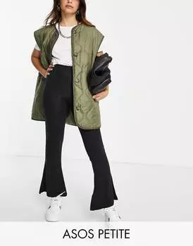 Черные расклешенные брюки ASOS DESIGN Petite